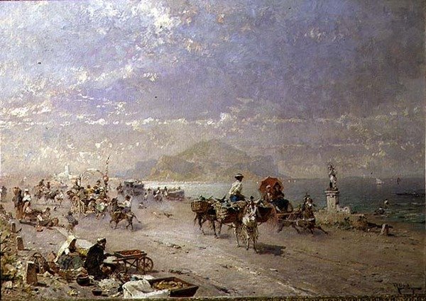 Kustweg aan de Golf van Palermo, Italië door Franz Richard Unterberger
