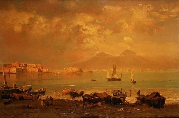 De baai van Napels door Franz Richard Unterberger