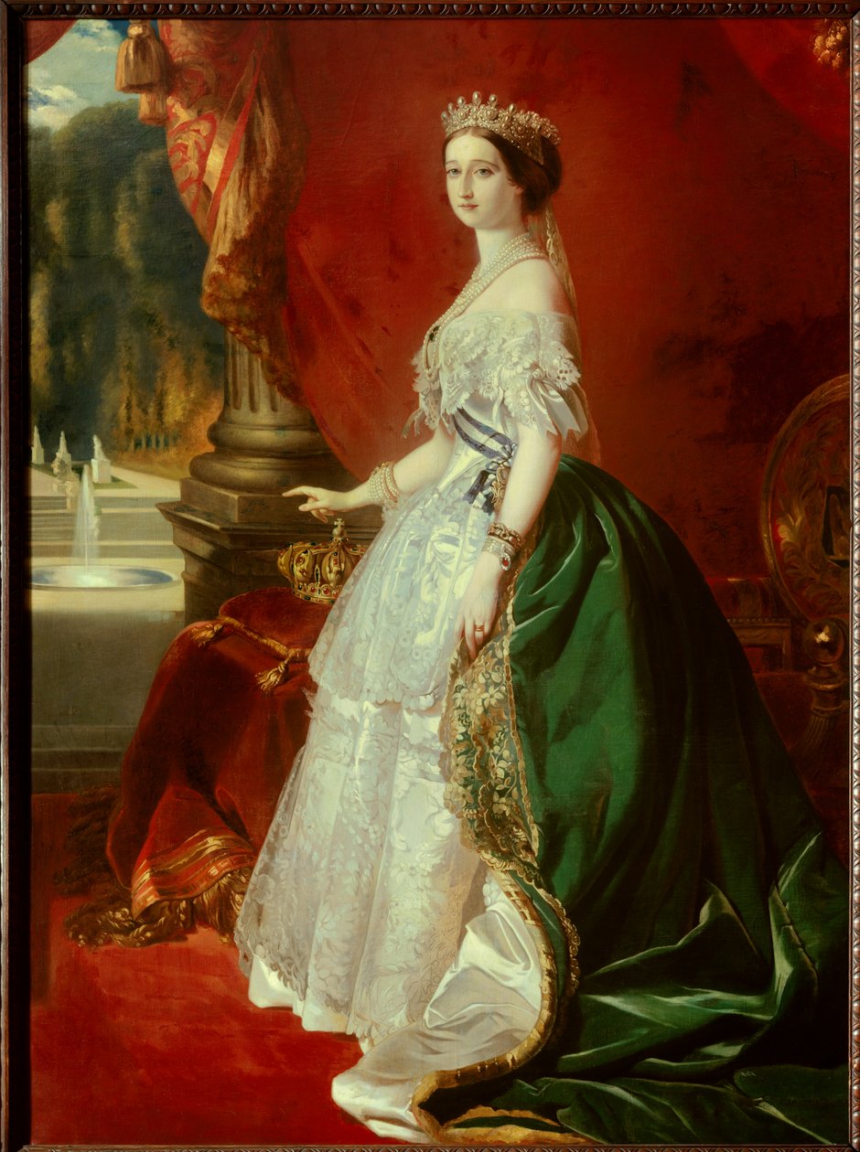 Portret van keizerin Eugenie (1826-1920) in hofjurk door Franz Xaver  Winterhalter (after)