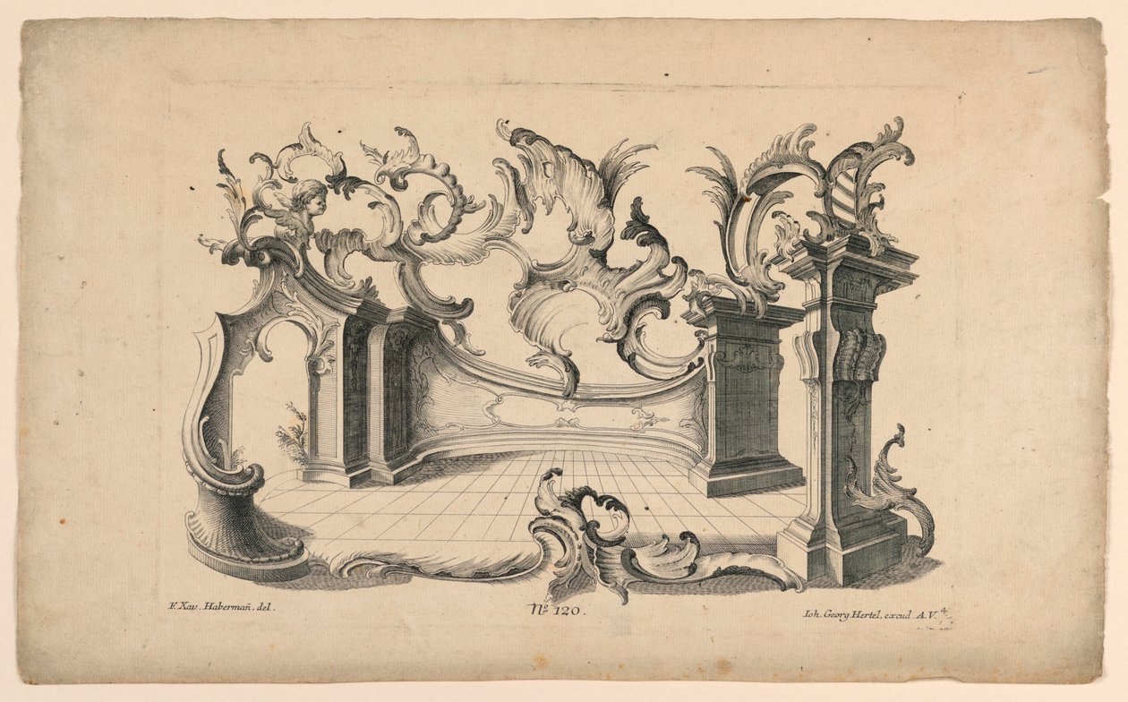 Rocaille motieven en dados, uit set nr. 120 door Franz Xaver Habermann