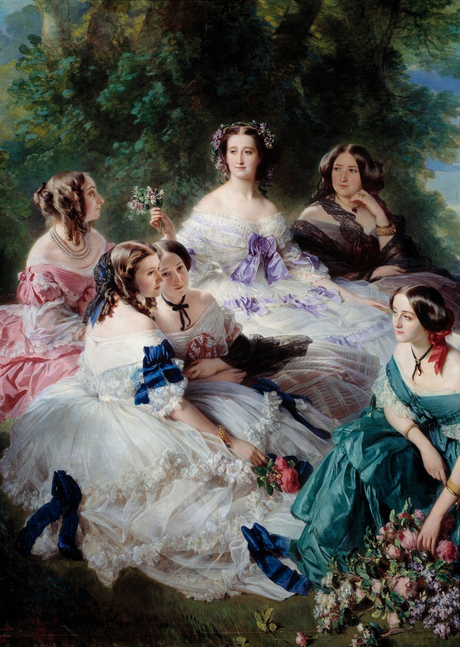 De keizerin Eugenie (1826-1920) in 1855 omringd door de hofdames van het Detailpaleis door Franz Xaver Winterhalter