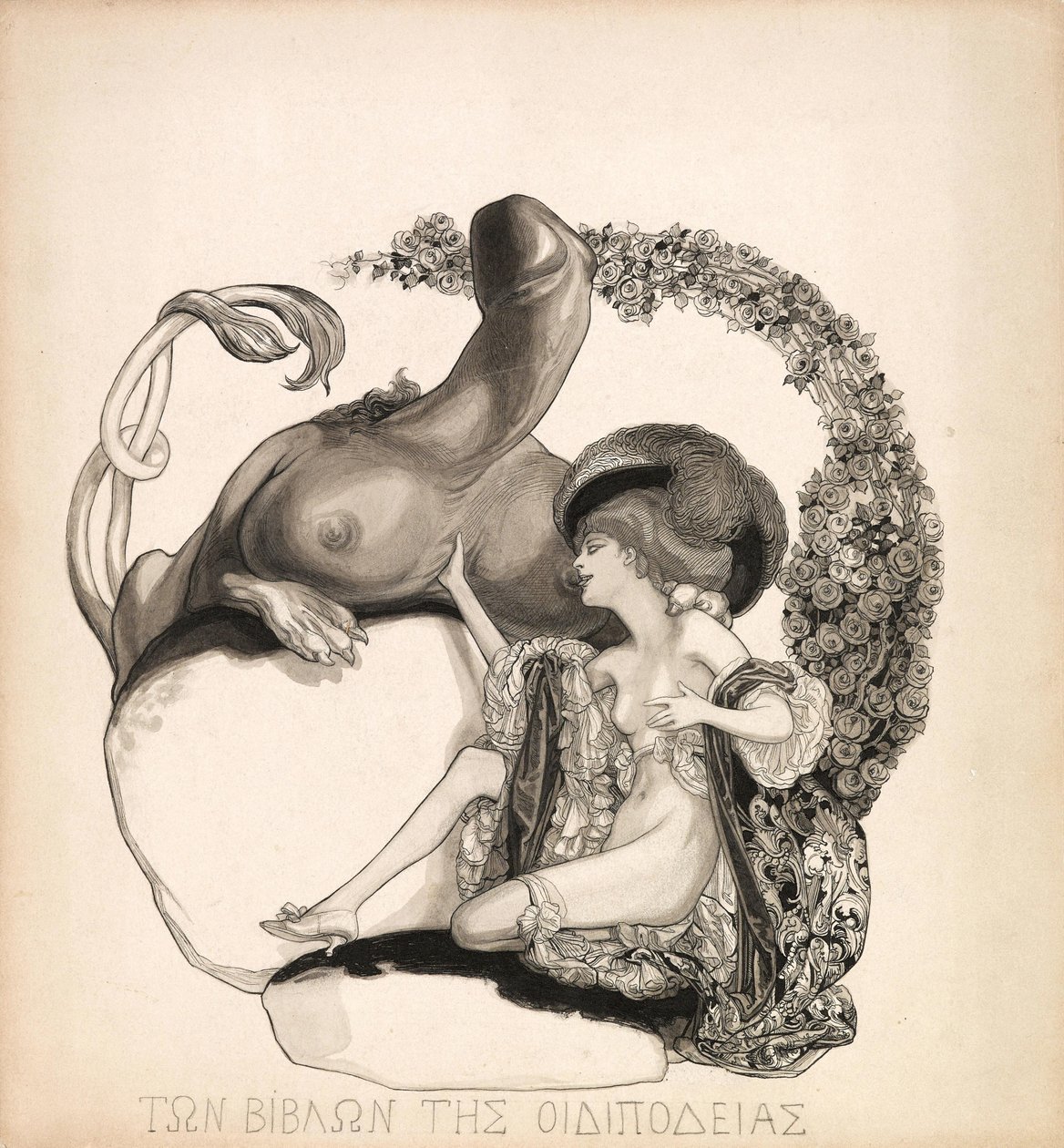 Erotische illustratie, ca. 1912 door Franz von Bayros