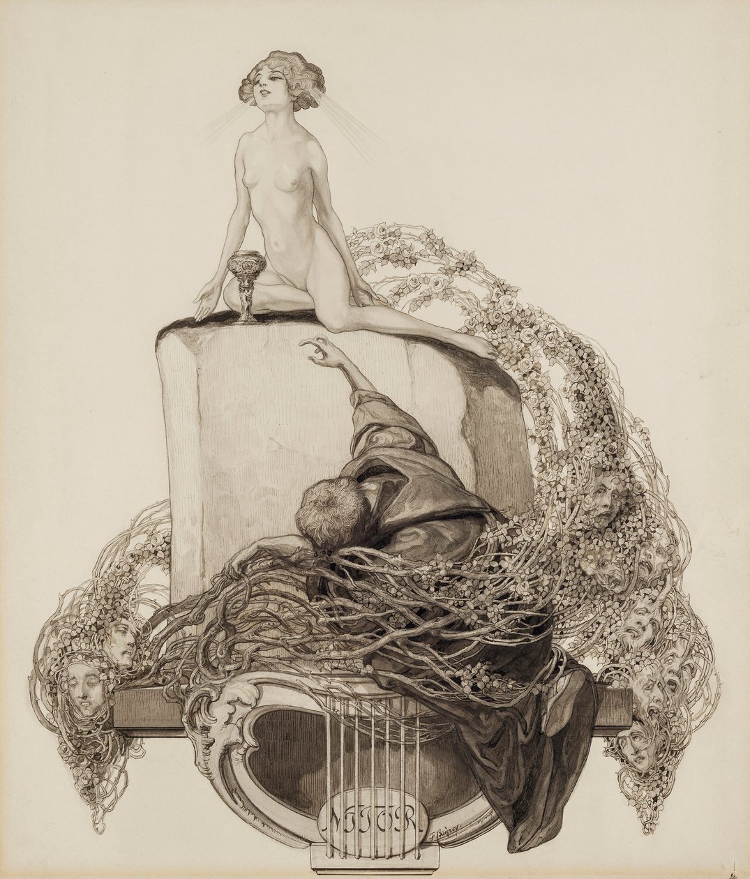 Ex Libris Walther en Amelia Fahrenhorst door Franz von Bayros