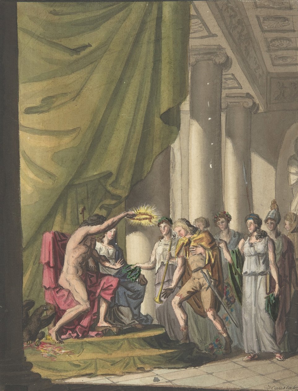 Allegorie van Overwinning: Soldaat Bekroond met Lauweren, ca. 1814 door Franz von Hauslab