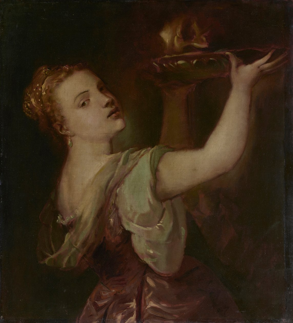 Kopie naar Titiaan: Lavinia als Salome door Franz von Lenbach