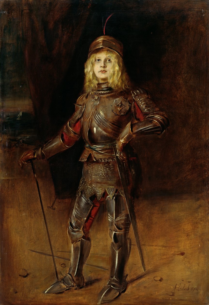 Marion Lenbach in ridderuitrusting door Franz von Lenbach