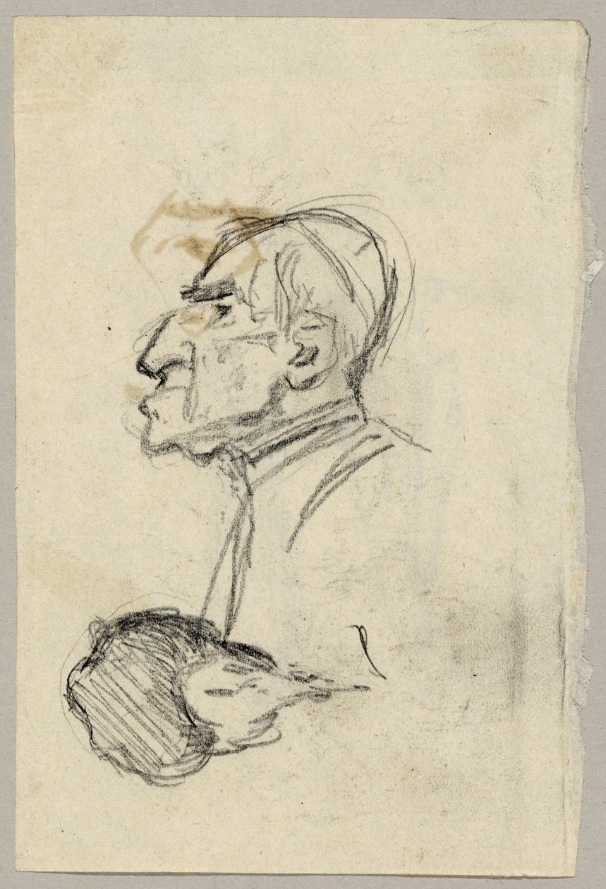 Portretstudie van een Kardinaal, verso: Muildier in Achteraanzicht (?) door Franz von Lenbach