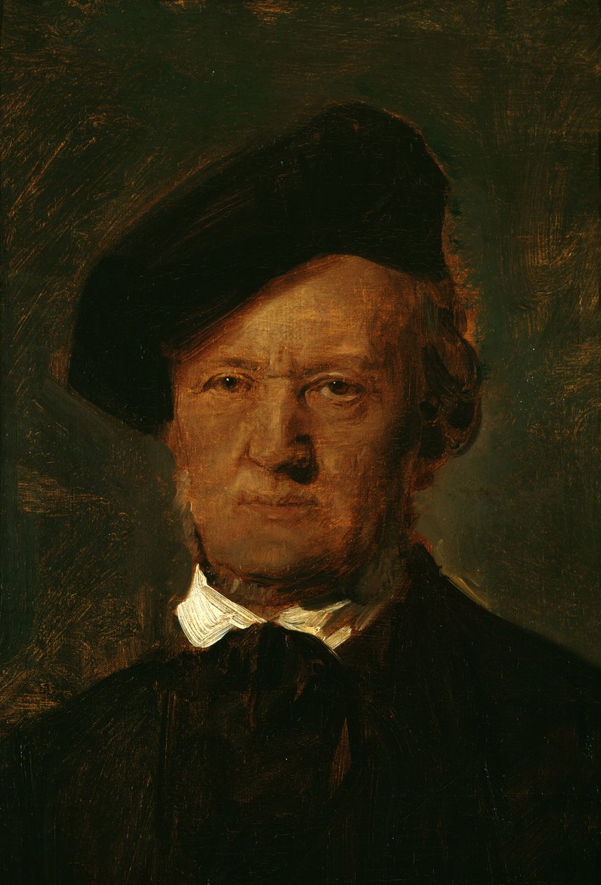 Richard Wagner met een baret door Franz von Lenbach