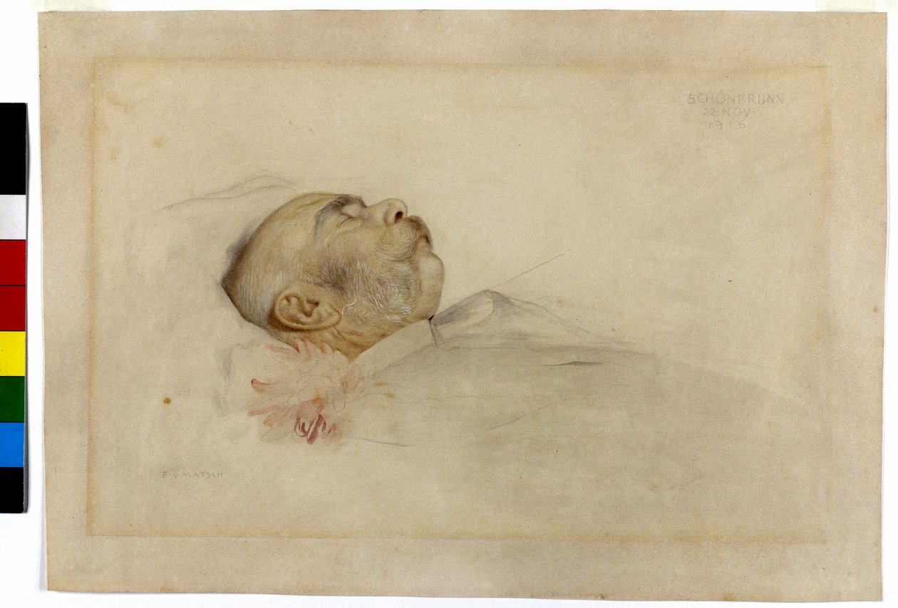 Keizer Franz Joseph I op het sterfbed door Franz von Matsch