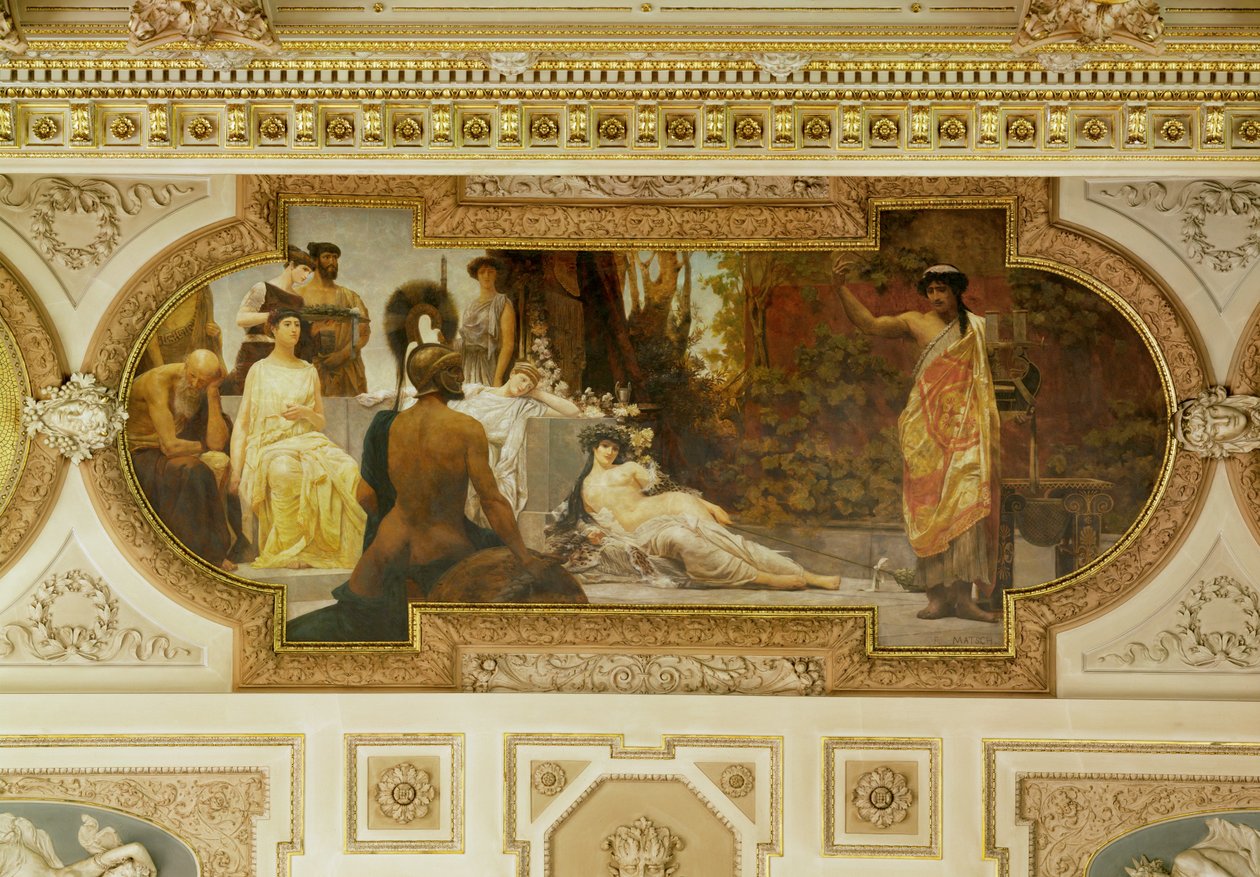 Burgtheater Wenen, trappenhuis: Antieke improvisator door Franz von Matsch