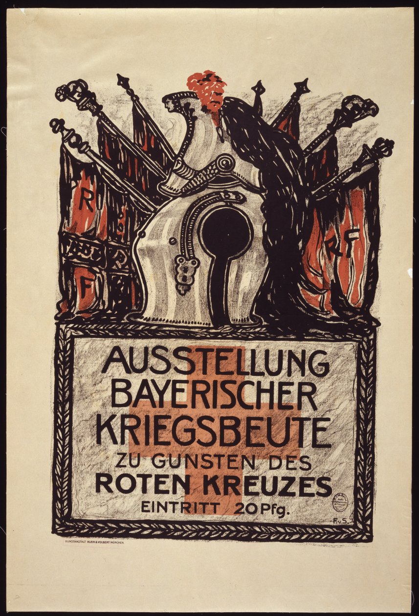 Tentoonstelling van de Beierse oorlogsbuit ten behoeve van het Rode Kruis, 1915 door Franz von Stuck