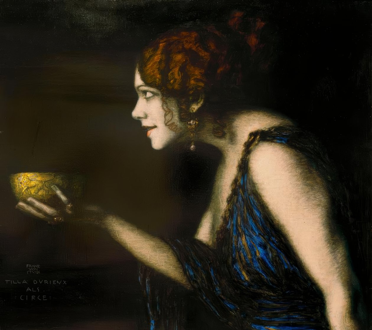 Tilla Durieux als Circe / F. v. Stuck door Franz von Stuck