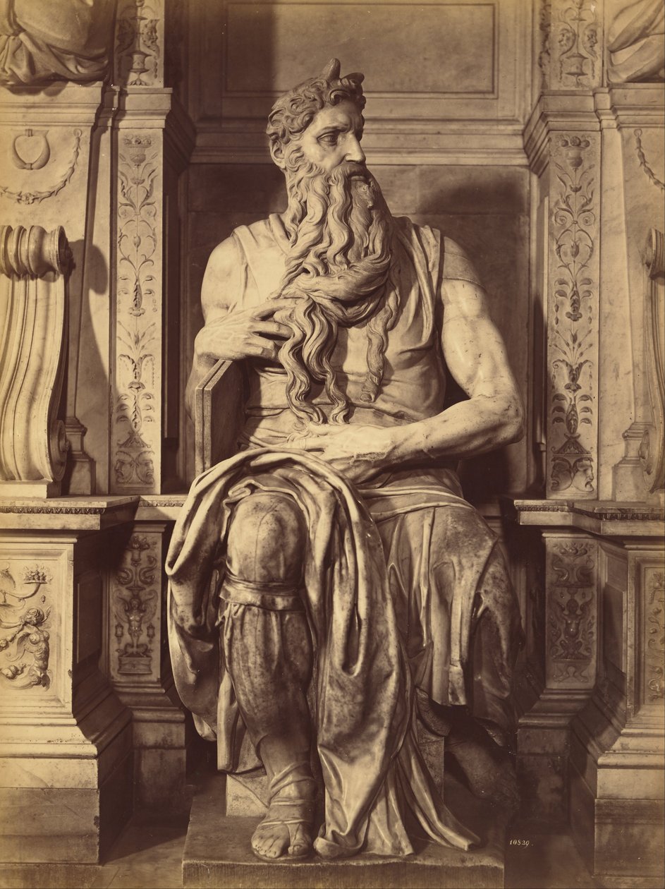 Mozes door Michelangelo, centrale sculptuur van het Graf van Julius de Tweede door Fratelli Alinari Fratelli Alinari