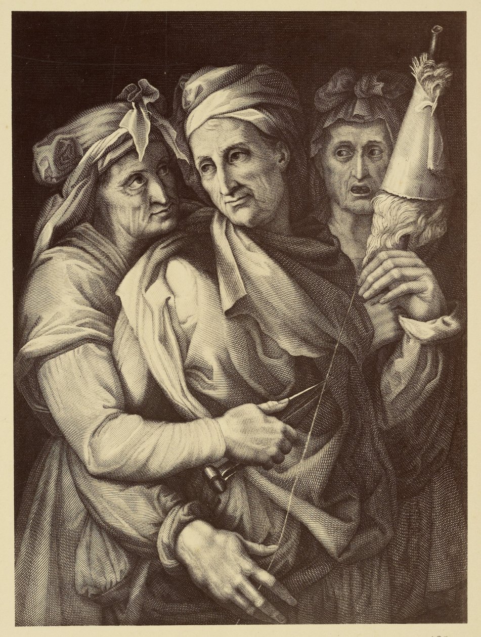 Tekening van drie vrouwen door Fratelli Alinari
