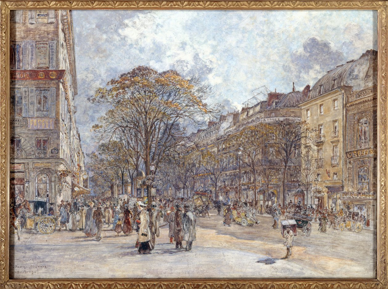 Frans: Boulevard des Italiens, uitzicht op de ochtend door Frederic Anatole Houbron