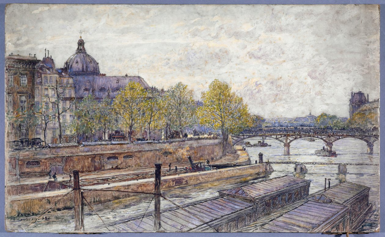 Frans: Le quai Conti et le pont des Arts door Frederic Anatole Houbron