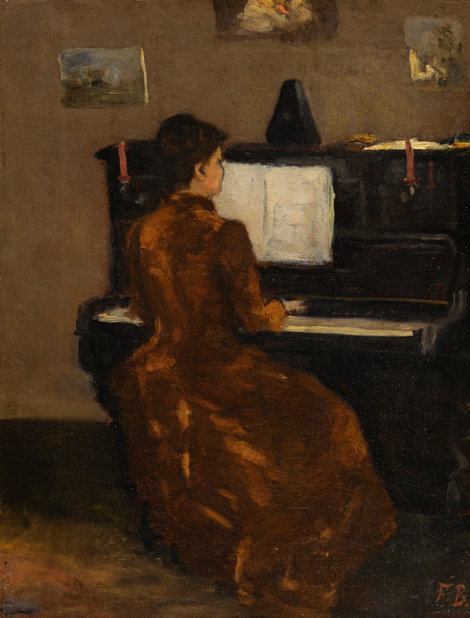 Frans: Jeune fille au pianö door Frédéric Bazille