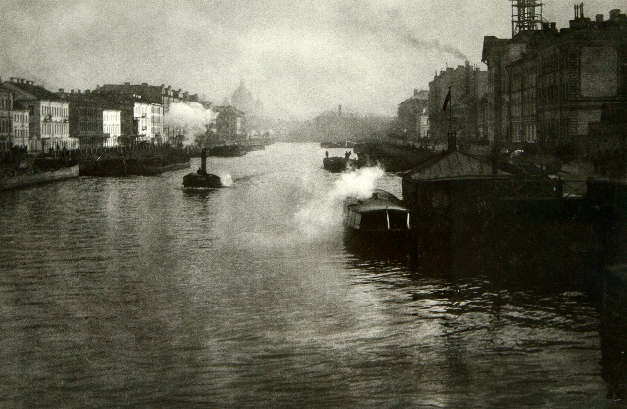 De Fontanka Rivier in Sint-Petersburg, Rusland, 1900s door Fred Boisson