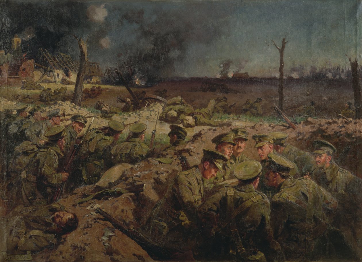 De 4e Suffolks bij Neuve Chapelle op 11 maart 1915 door Fred Roe