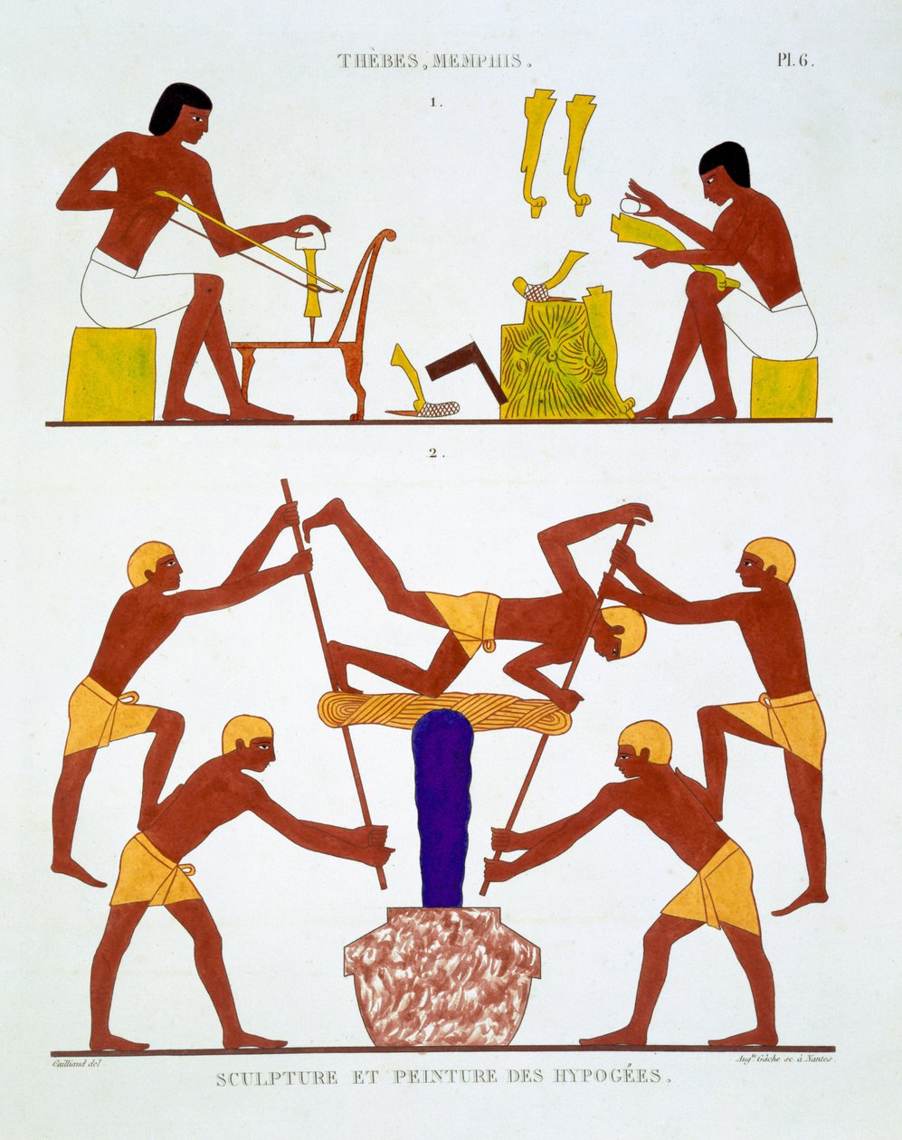 Timmerwerk en het verven van doekgaren, uit een zeldzaam verslag van fresco