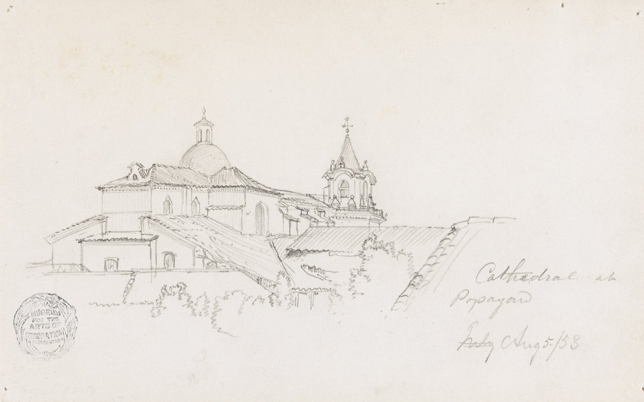 Kathedraal in Popayan, Colombia door Frederic Edwin Church