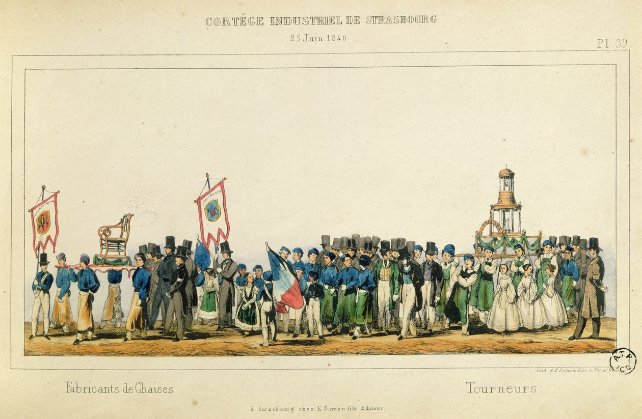 Processie van de stoelfabrikanten in Straatsburg, 25 juni 1840 door Frederic Emile Simon