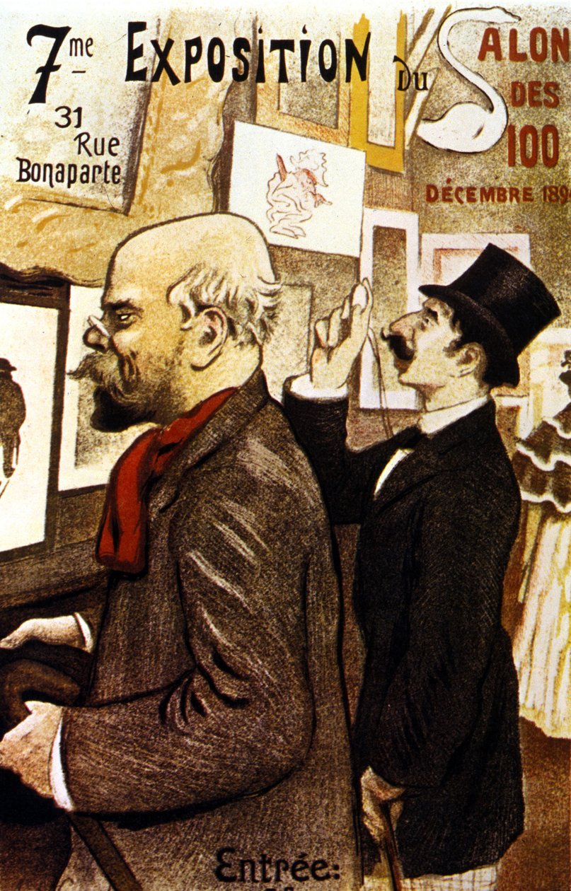 Affiche van de 7e Expositie van de Salon des 100. December 1894. Paul Verlaine door Frederic Auguste Cazals