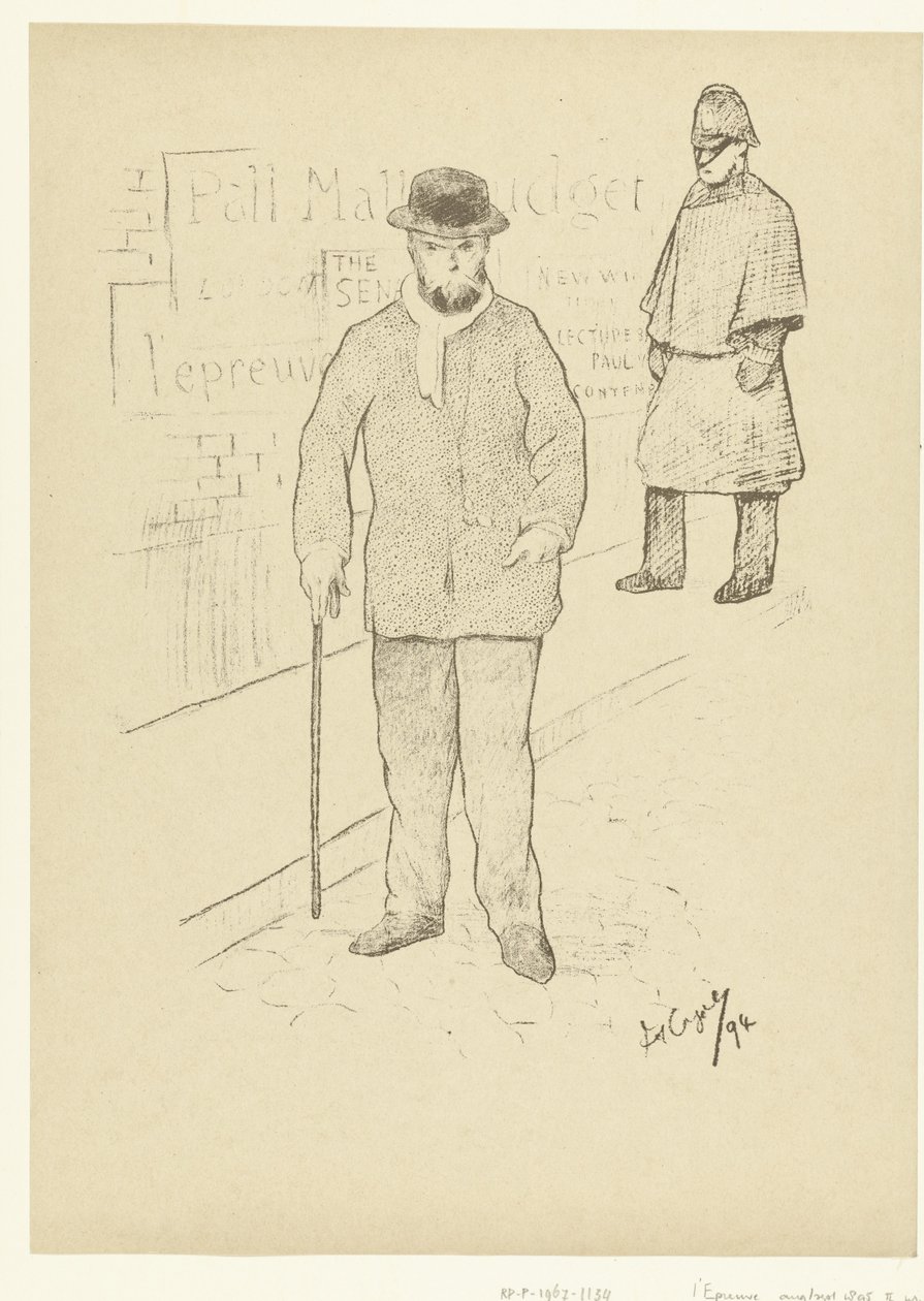Portret van dichter Paul Verlaine in Londen door Frederic Auguste Cazals