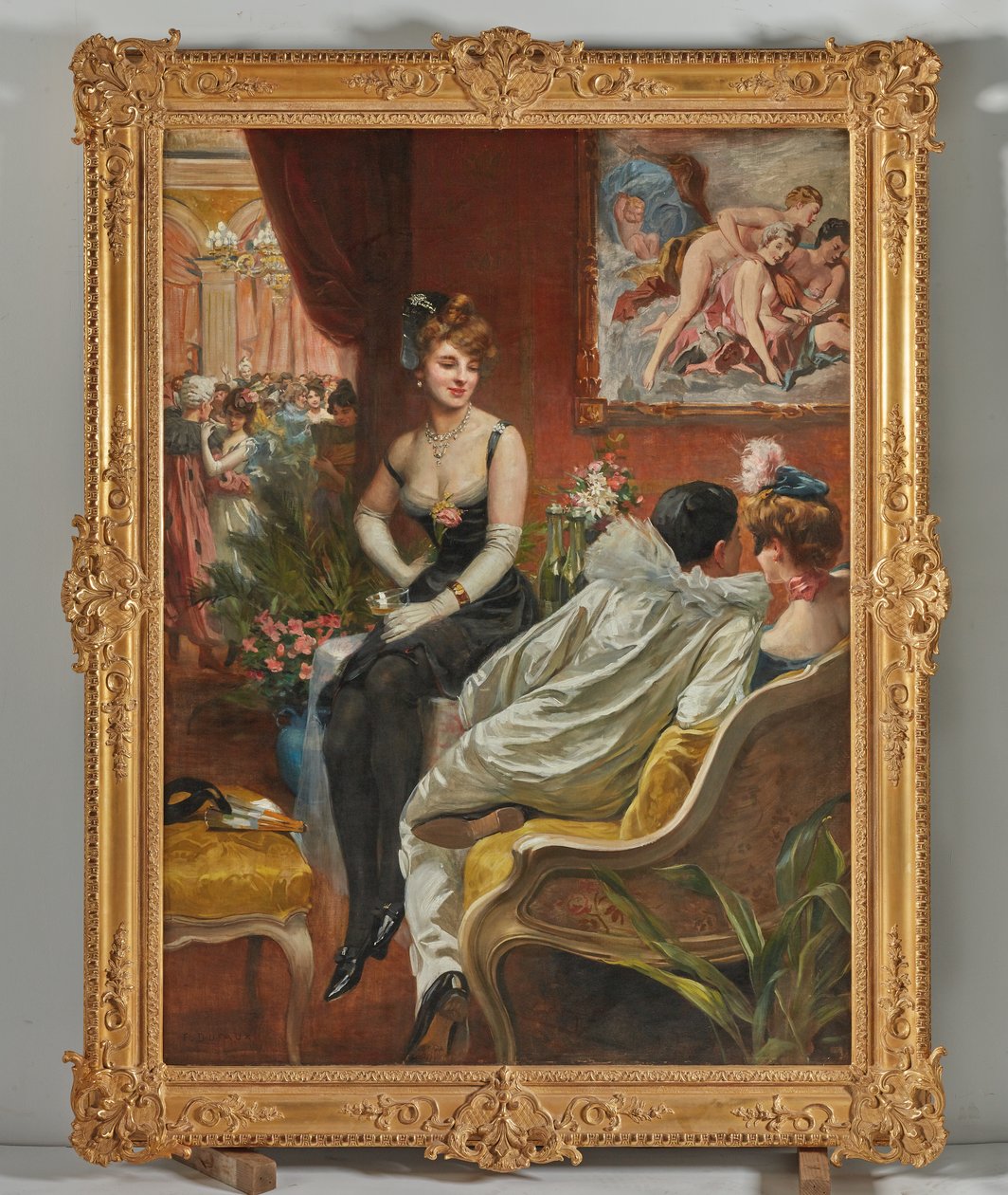 Het gekostumeerd bal (olieverf op doek) door Frederic Dufaux