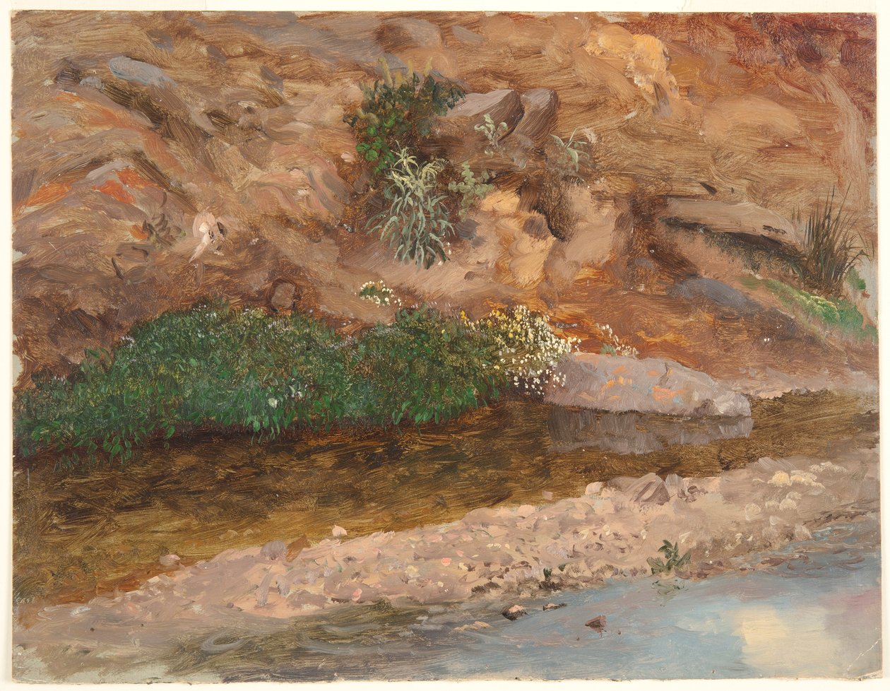 Oever van een stroom door Frederic Edwin Church