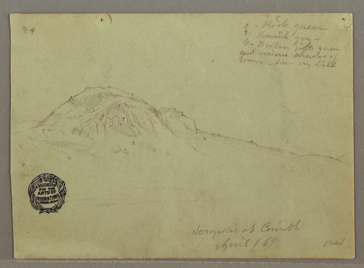 Kale heuvel, Akropolis in Korinthe, Griekenland door Frederic Edwin Church