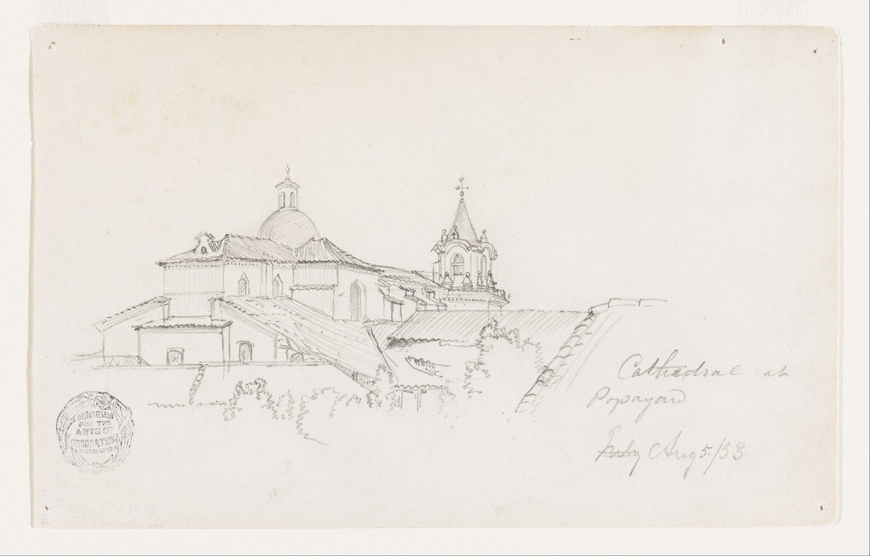 Kathedraal in Popayan, Colombia door Frederic Edwin Church