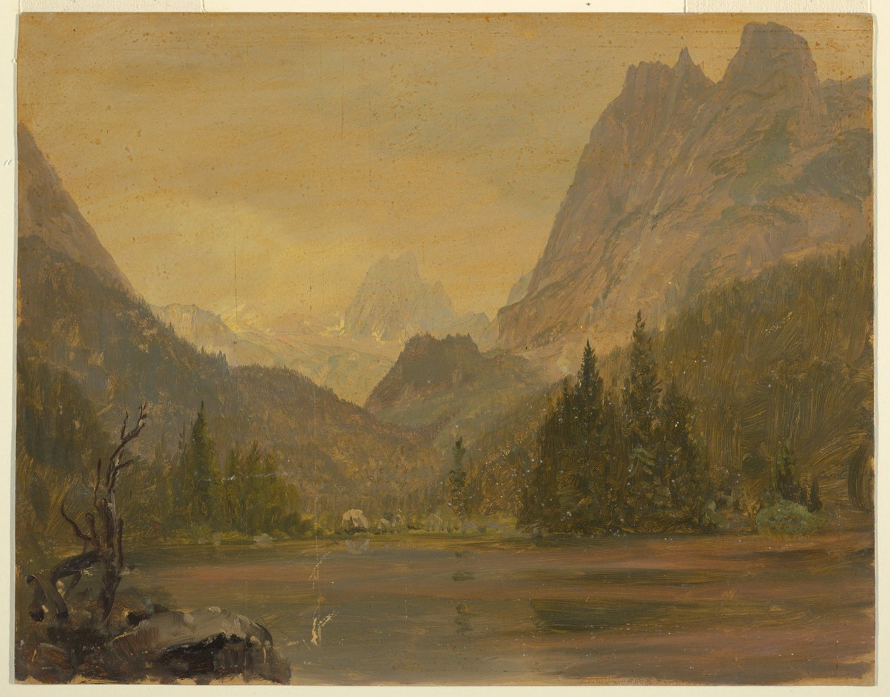 Tekening, Alpenmeer, Beieren of Zwitserland, 1868 door Frederic Edwin Church