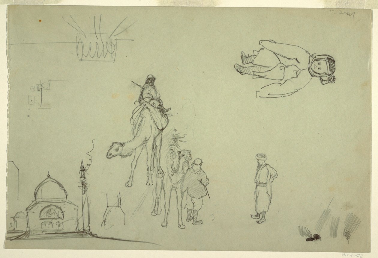Tekening, Architectuur en Figuur, 1868 door Frederic Edwin Church