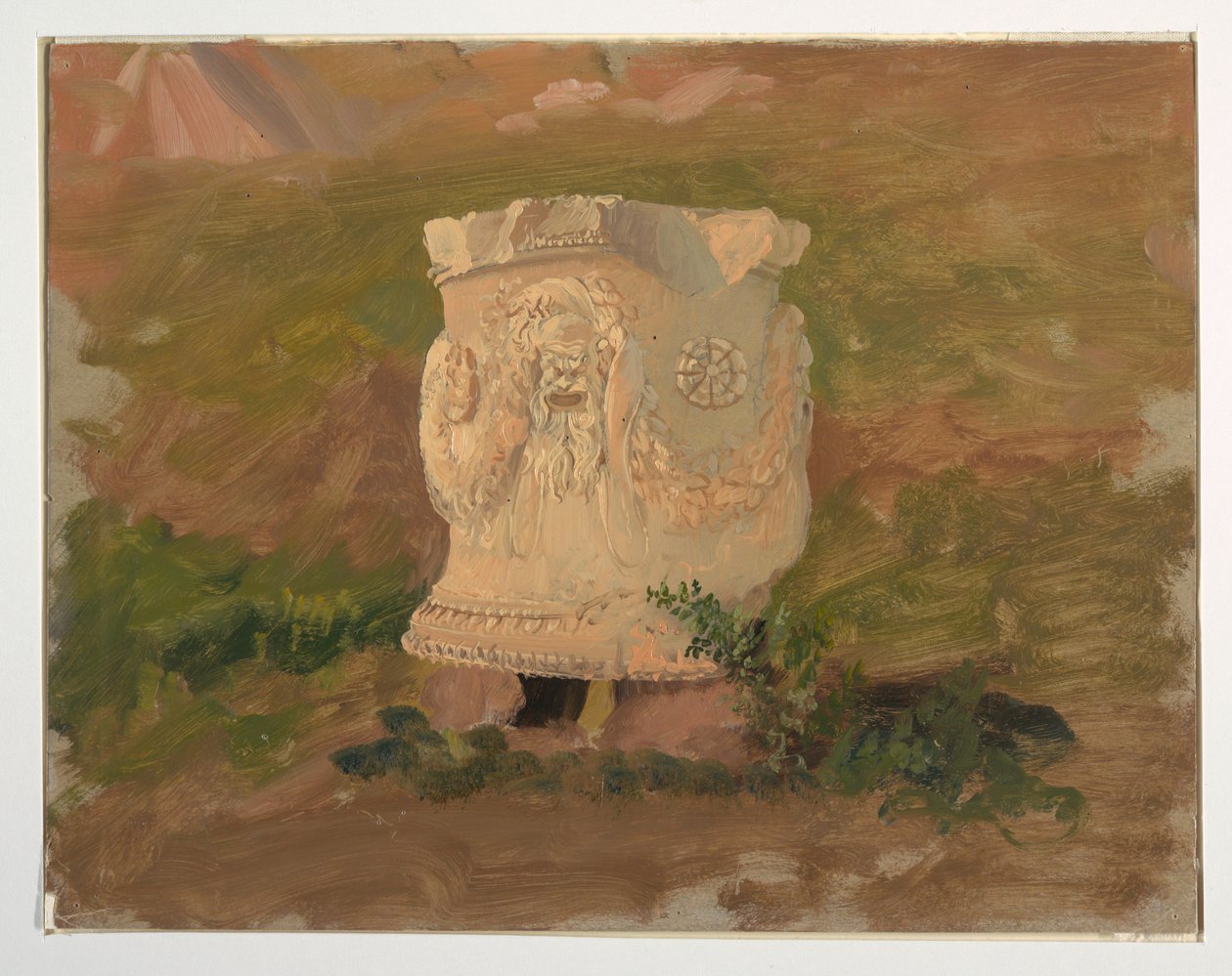Tekening, Athene, beeldhouwwerk in het Dionysustheater, april 1869 door Frederic Edwin Church
