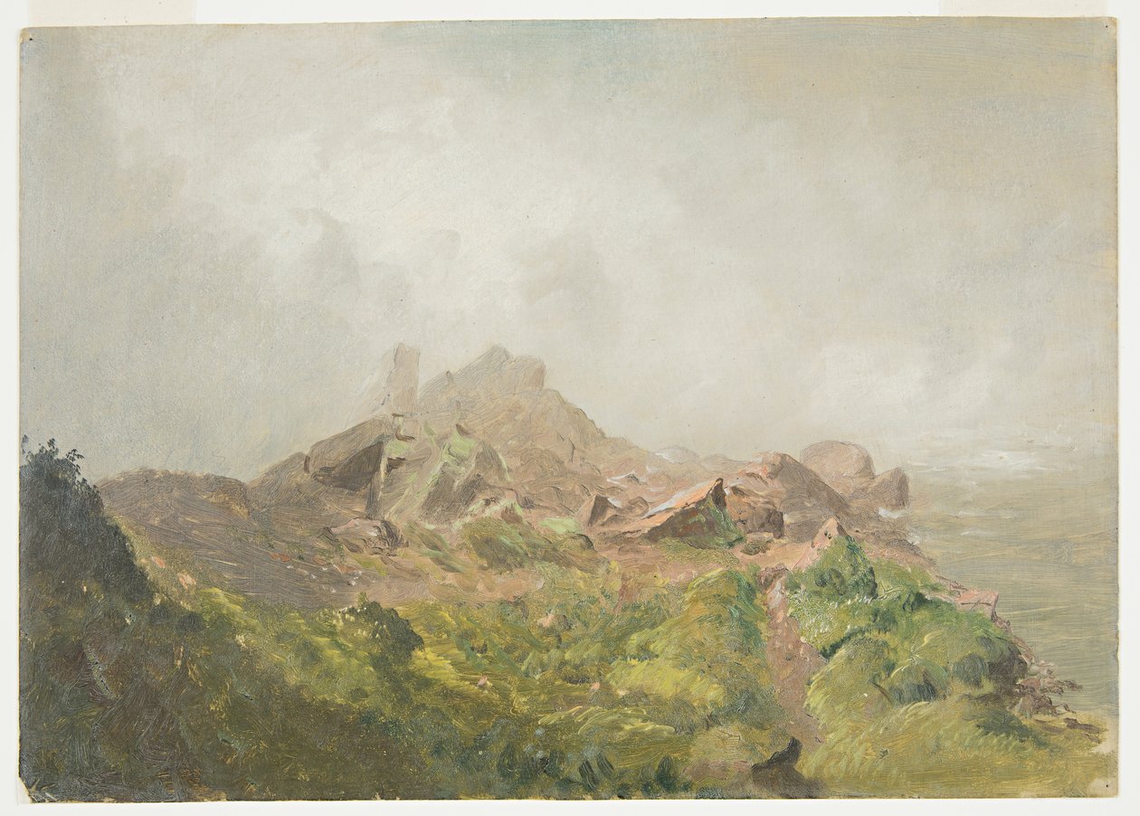 Tekening, Basis van de Amerikaanse waterval, Niagara, 1856-58 door Frederic Edwin Church