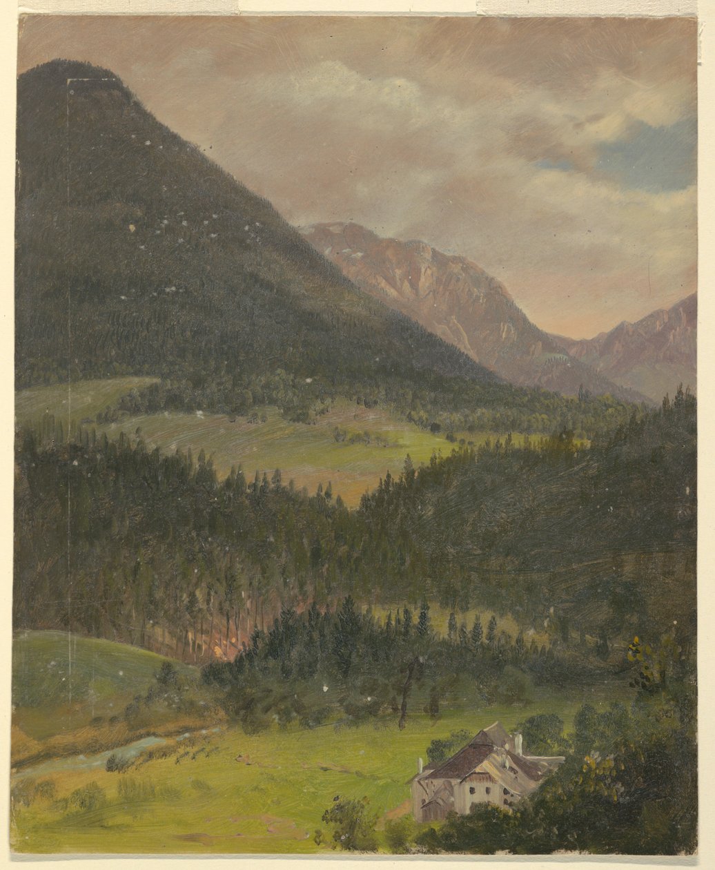Tekening, Beiers alpenlandschap, 1868 door Frederic Edwin Church