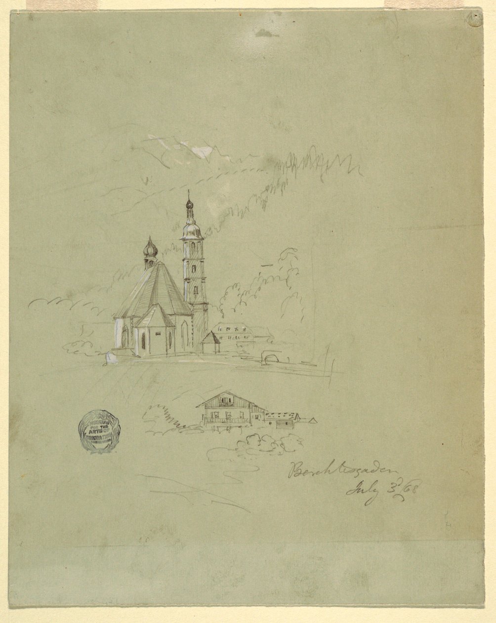 Tekening, Berchtesgaden, Beieren, 3 juli 1868 door Frederic Edwin Church