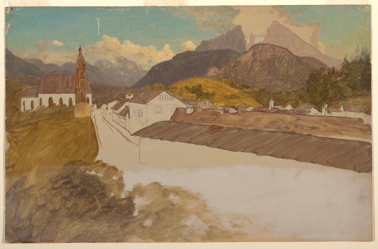 Tekening, Berchtesgaden, Beieren, algemeen beeld, juni 1868 door Frederic Edwin Church