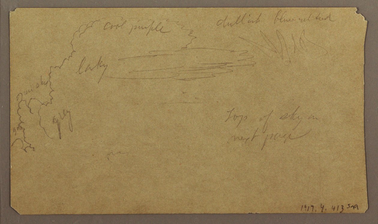 Tekening, Botanische Schetsen; Verso: Wolken, juli 1865 door Frederic Edwin Church