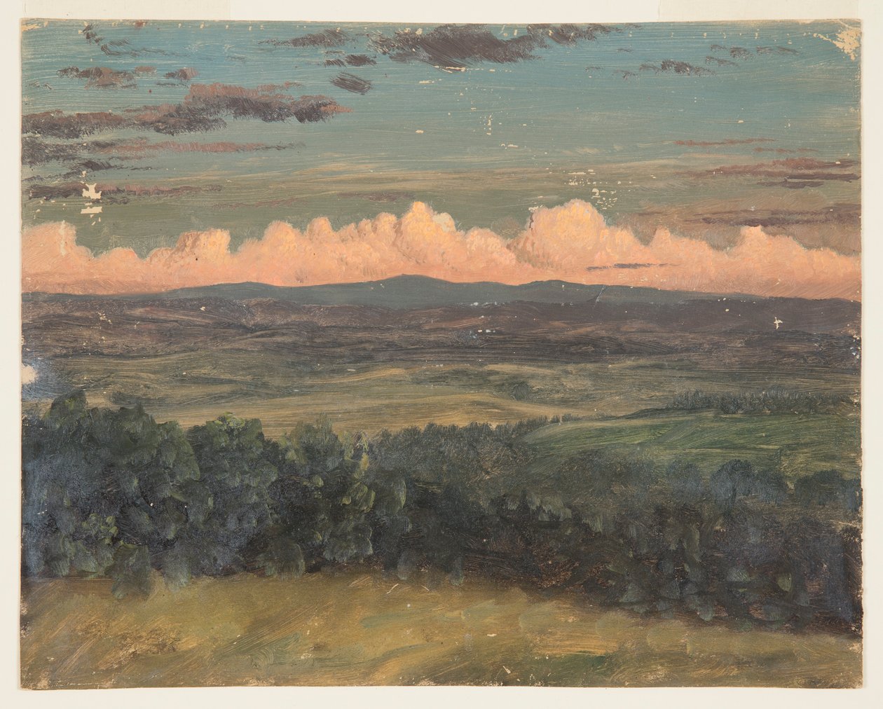 Tekening, Catskills vanaf Hudson, New York, 1870-80 door Frederic Edwin Church