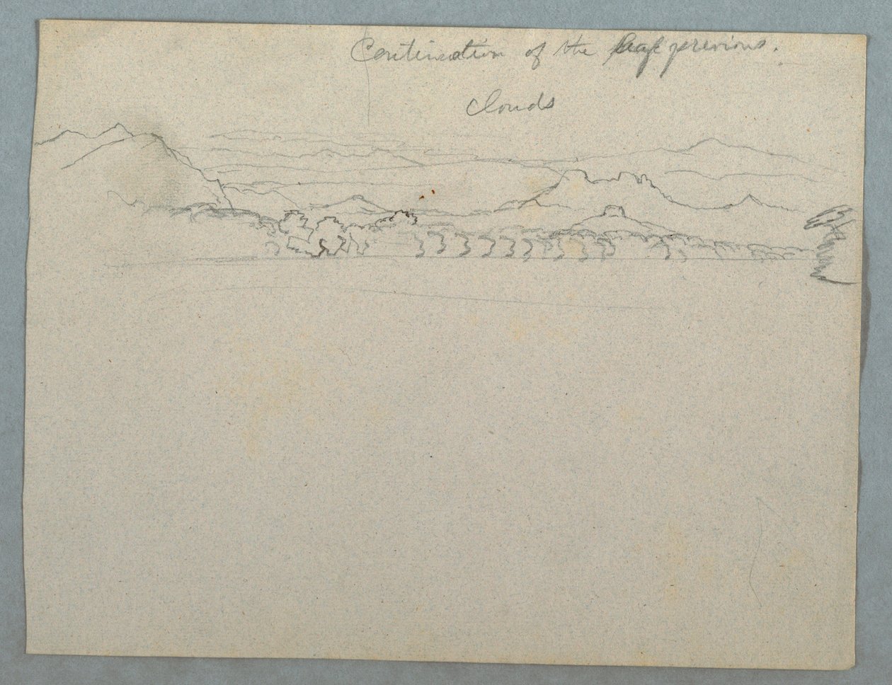 Tekening, Zuid-Amerikaans berglandschap met wolken aan de oever van een baai, deel 2 , 1853, waarschijnlijk mei door Frederic Edwin Church