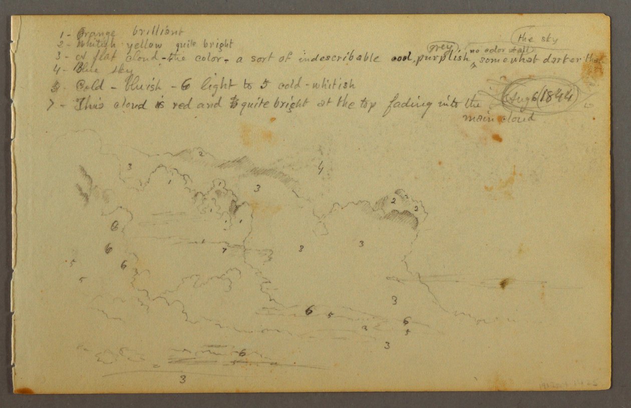 Tekening, Wolkenstudie, 1844 door Frederic Edwin Church
