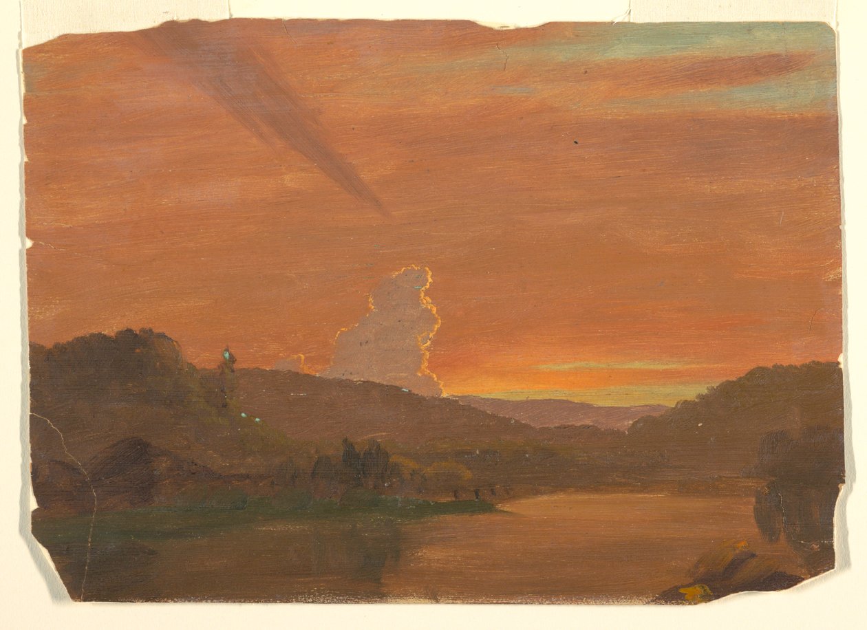 Tekening, Wolkenstudie bij zonsondergang, 1850-60 door Frederic Edwin Church