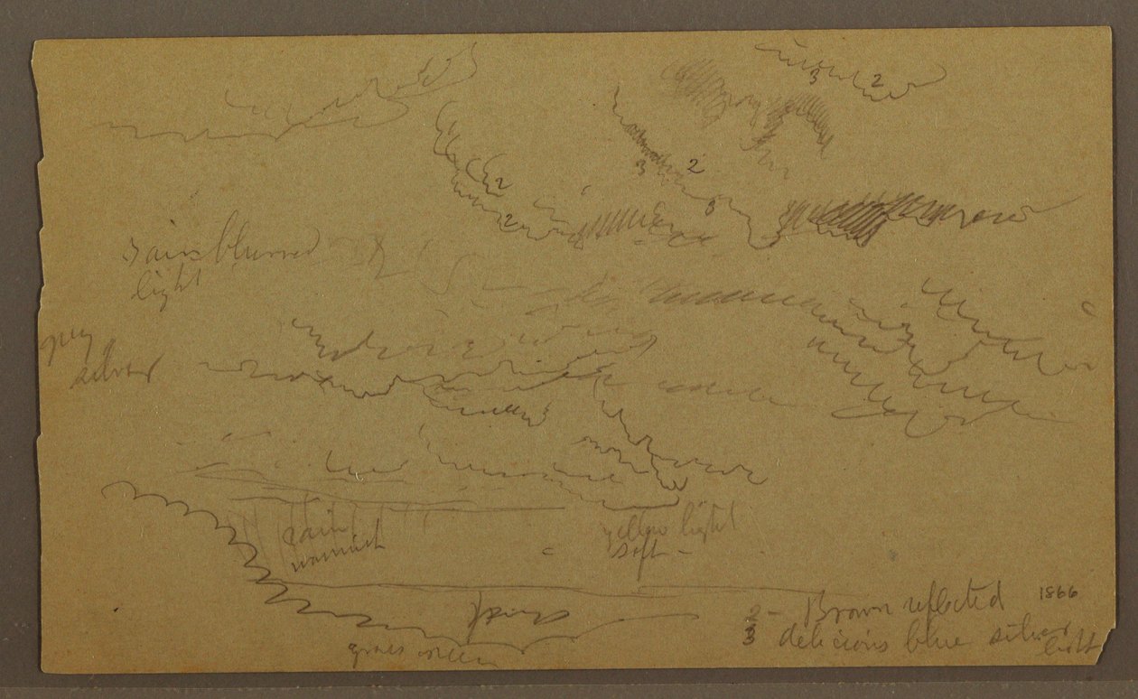 Tekening, Wolkenstudie, mogelijk 1860 door Frederic Edwin Church