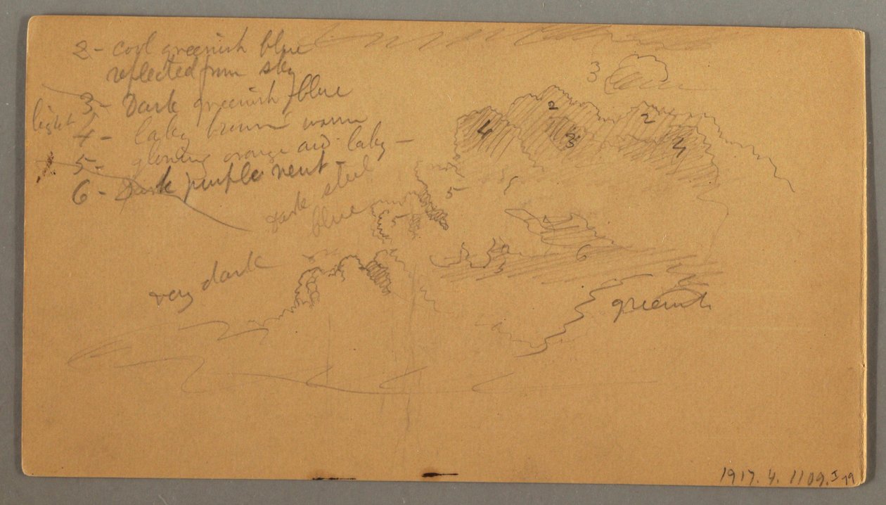 Tekening, Wolkenstudie, mogelijk 1874 door Frederic Edwin Church