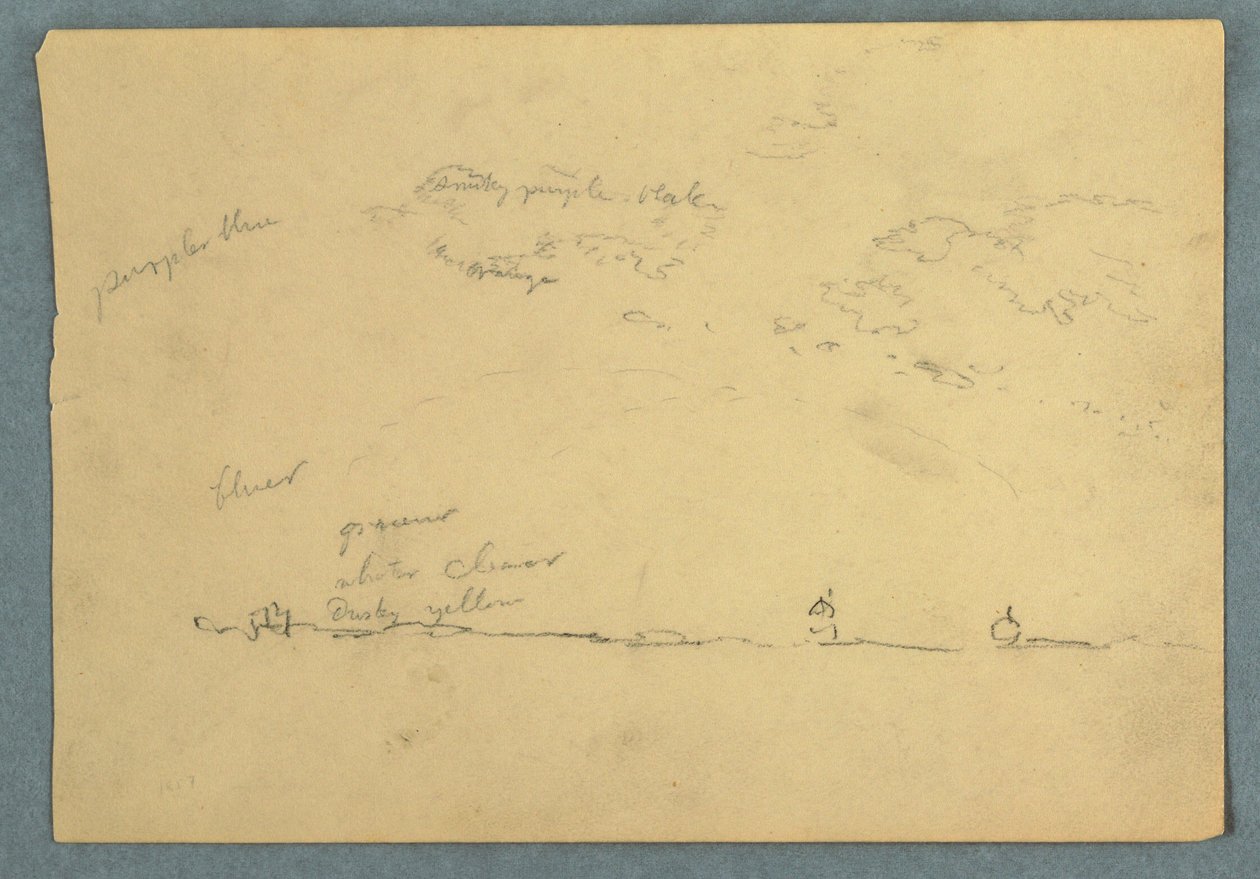 Tekening, Wolken boven een horizonlijn, 1857 door Frederic Edwin Church