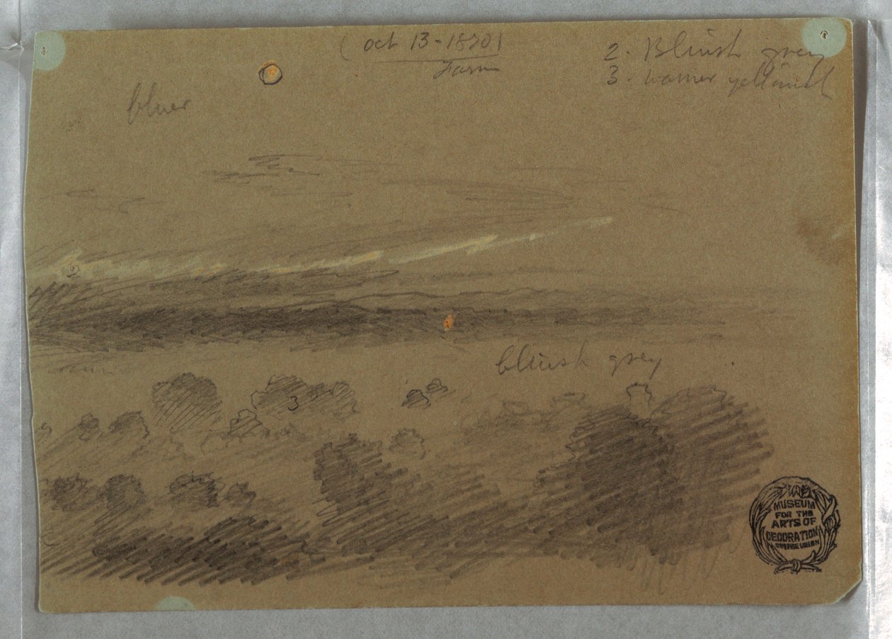 Tekening, Bewolkte lucht en maan, 13 oktober 1870 door Frederic Edwin Church
