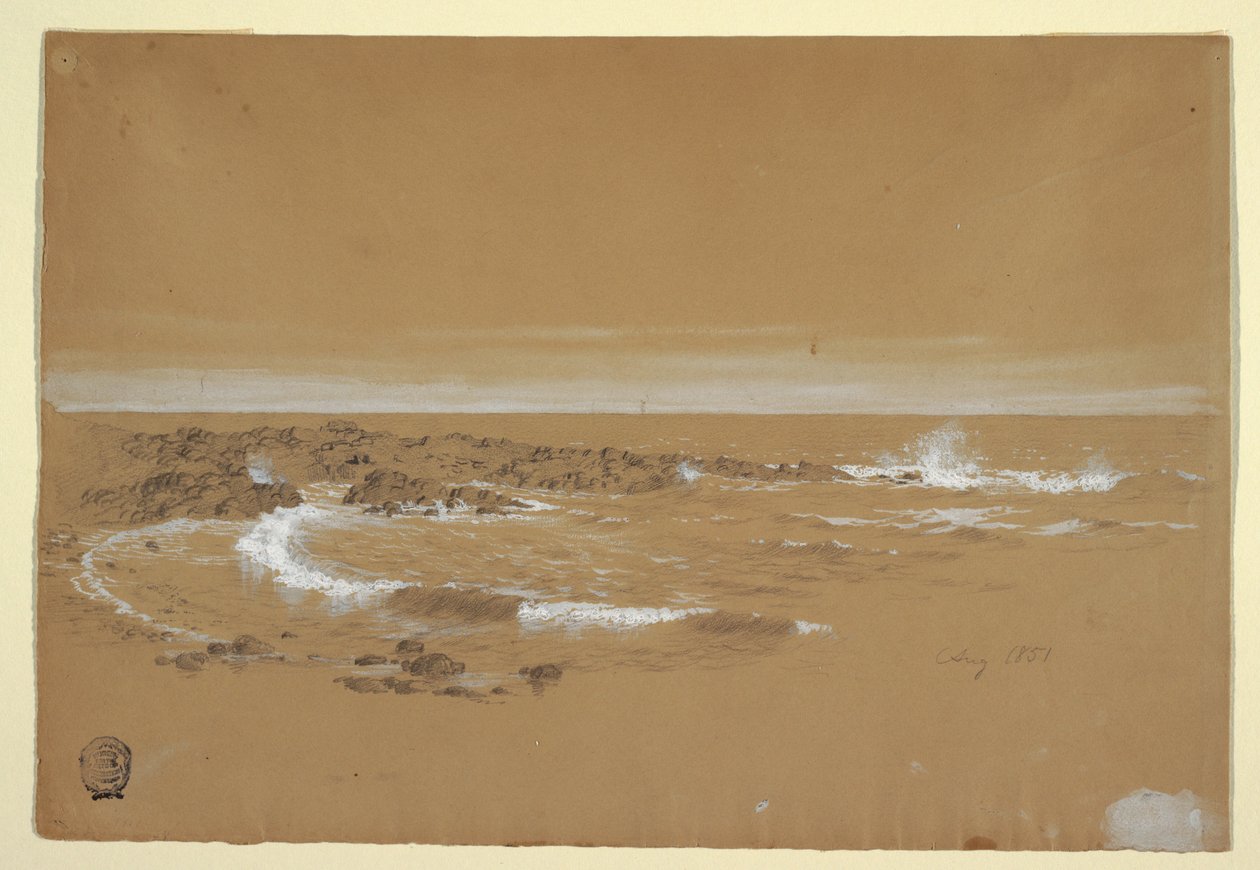 Tekening, Kustlijn, Grand Manan, Canada, augustus 1851 door Frederic Edwin Church