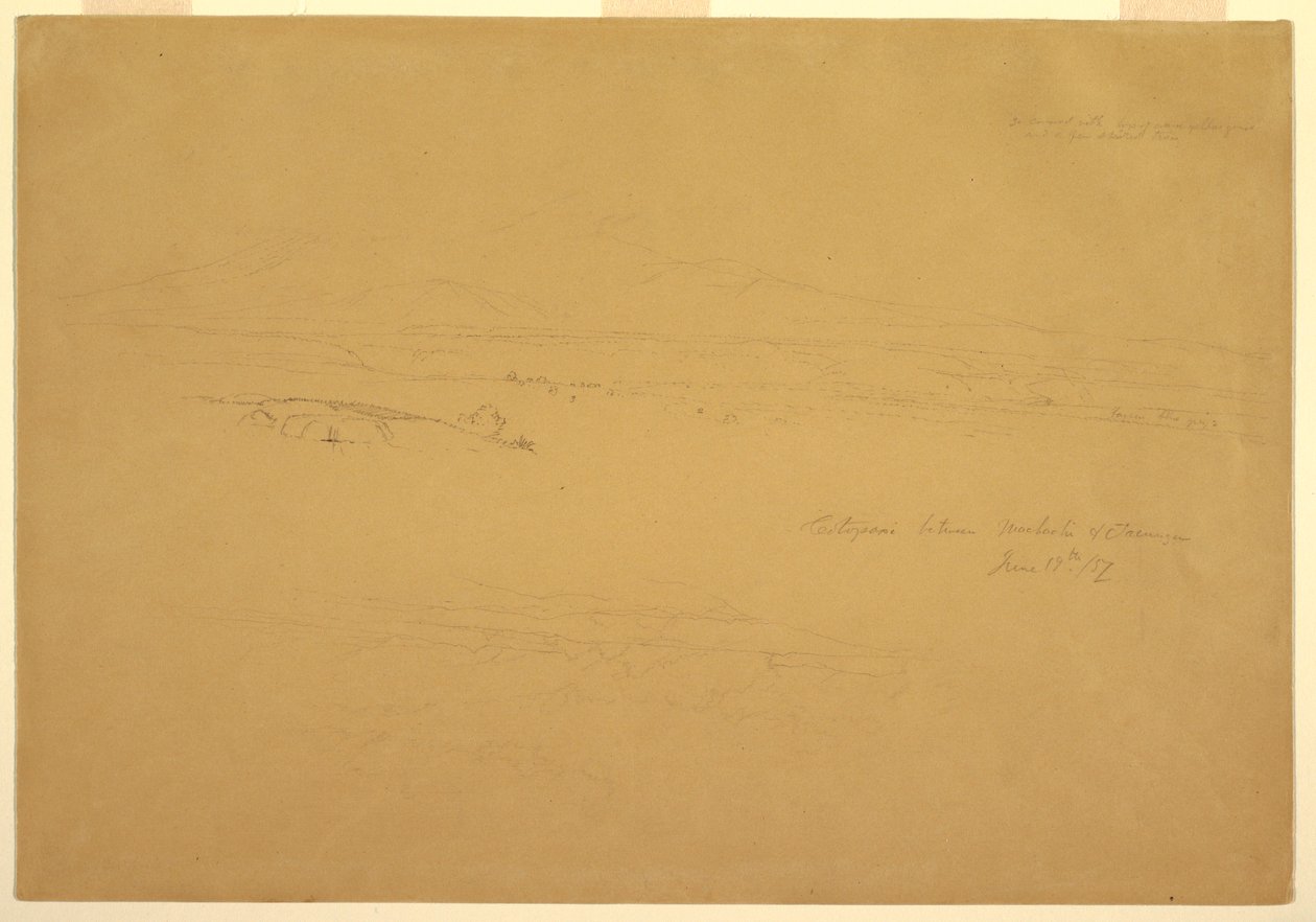 Tekening, Cotopaxi tussen Machachi en Talunga, 19 juni 1857 door Frederic Edwin Church
